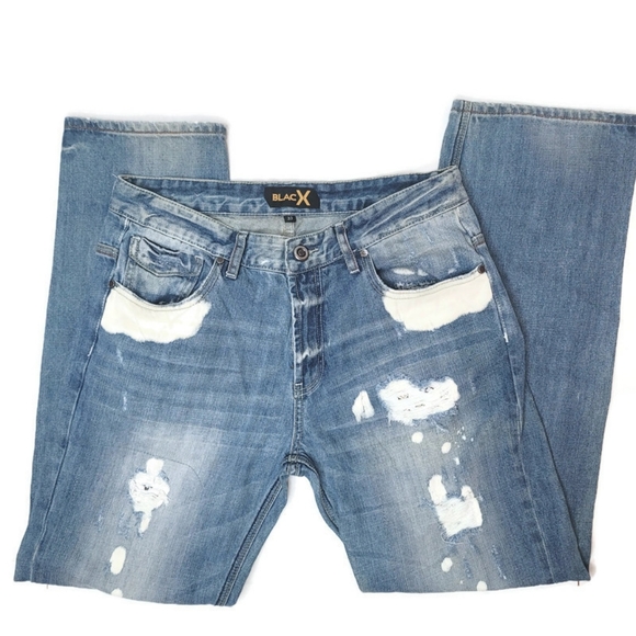Blacx bleach dye hole distressed jeans size 33 - Picture 4 of 5